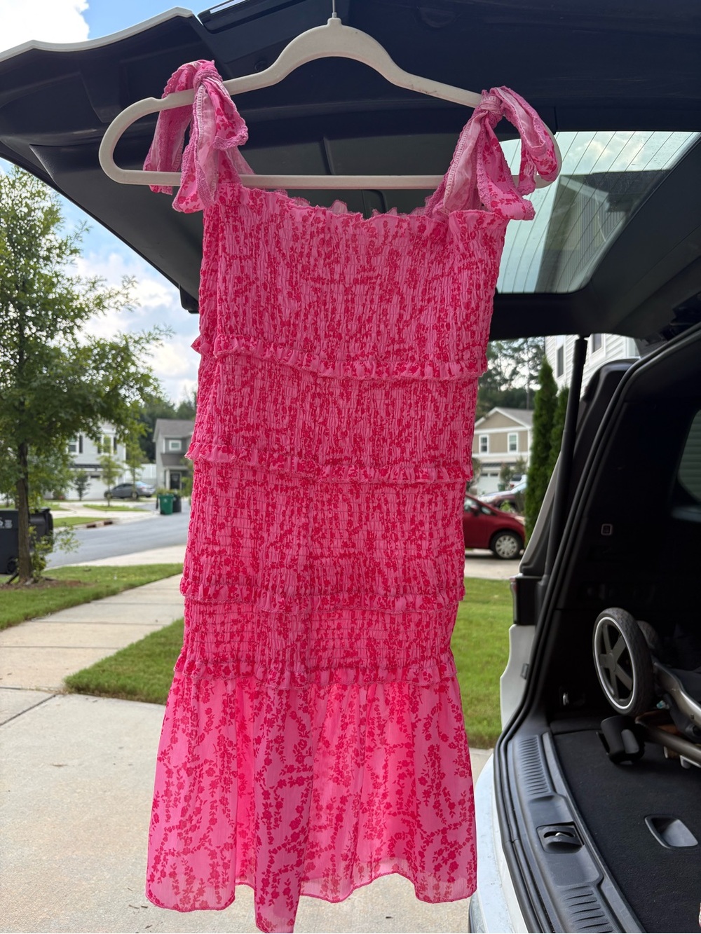 Pink Ruffle Tiered Mini Dress - Picture 2 of 2